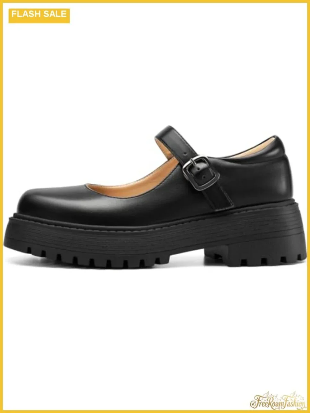 Women's Mary Jane Platform Shoes Chunky Lug Sole Faux Leather